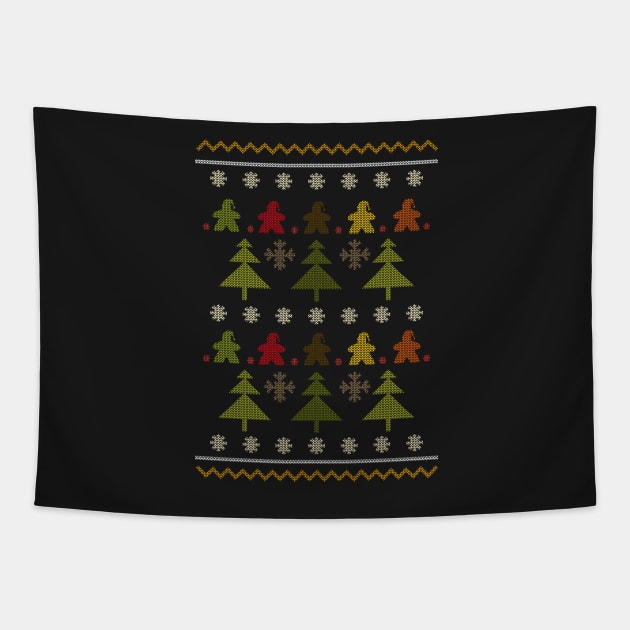 Christmas Sweater Board Game Meeples - Board Games Design - Gaming Art Tapestry by MeepleDesign