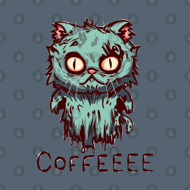 Zombie Ghost Cat Coffee by KilkennyCat Art