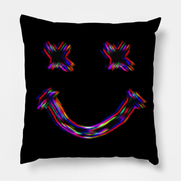 Smile Face Neon Glow Pillow by Mr.FansArt