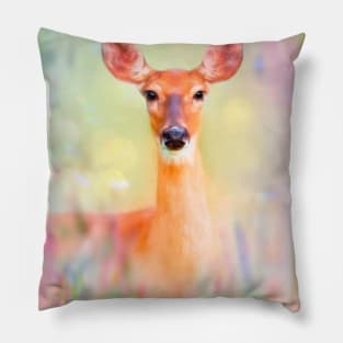 Summer Meadow Deer Pillow