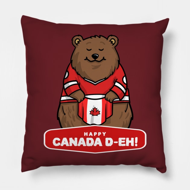 Canada Day Canadian Pride I Love Canada Bear Pillow by Tip Top Tee's
