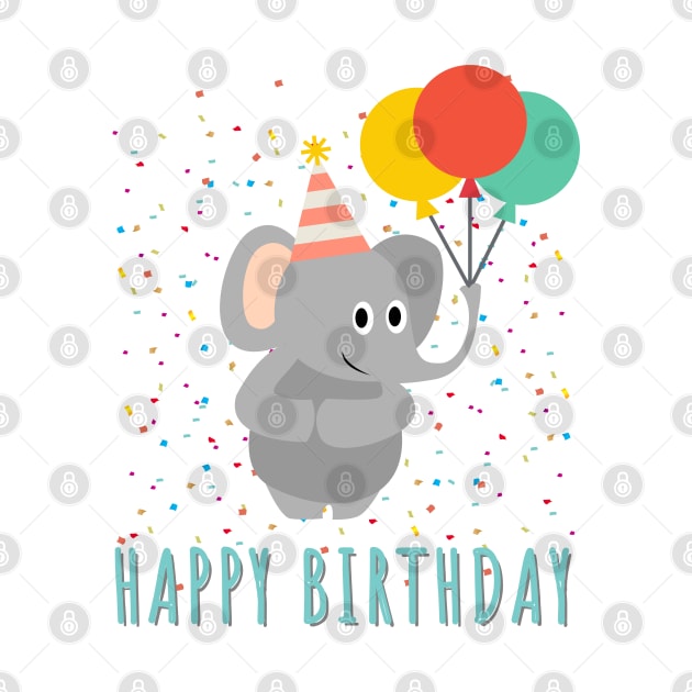 Happy Birthday || Cute Elephant Birthday Card by JessyCuba