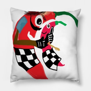 big red chilli cartoon character Pillow