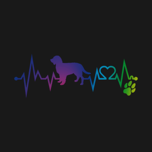 Boykin Spaniel Colorful Heartbeat, Heart & Dog Paw T-Shirt