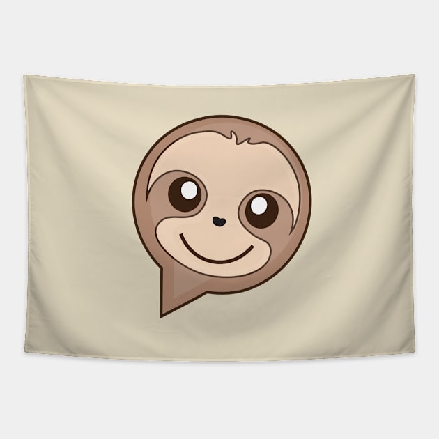 Cute Sloth Cartoon Character in Speech Bubble Tapestry by Design A Studios