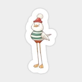 Cute Mr. Seagull in red sailor Hat Magnet