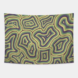 Purple Green Yellow Groovy Liquid Marble Swirl Tapestry