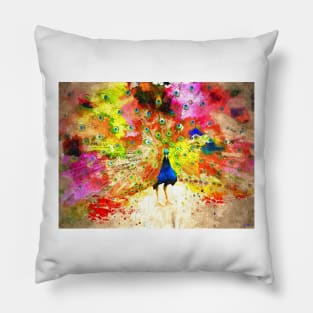 Pavo Grunge Watercolor Pillow