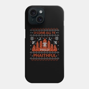 Orange and Black Philly Faithful City Skyline Vintage Philadelphia Fan Ugly Christmas Sweater Shirt Phone Case