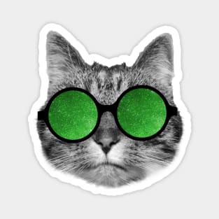 Green glasses cat Magnet