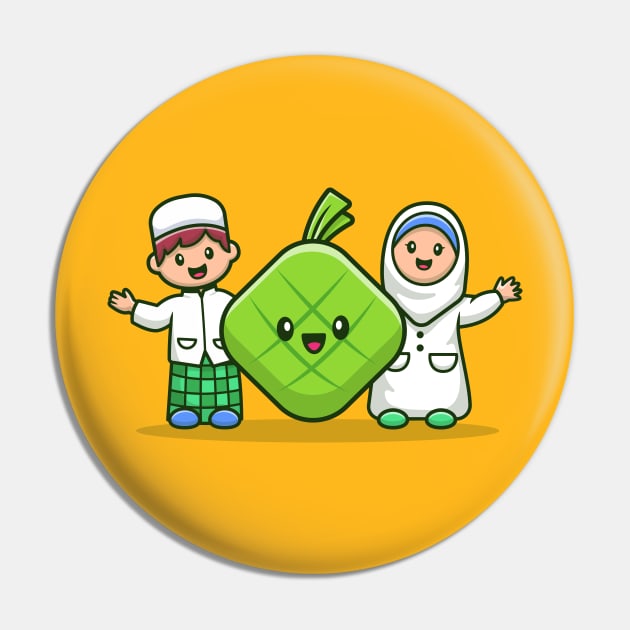 Moslem Couple With Cute Ketupat Cartoon Illustration Pin by Catalyst Labs