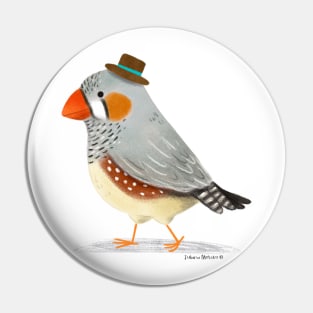 Zebra Finch Bird with Hat Pin