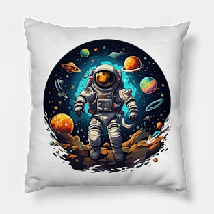 Colorful Astronaut in Space #4 Pillow