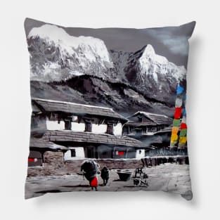 Panoramic View Of Everest Base Camp Pillow