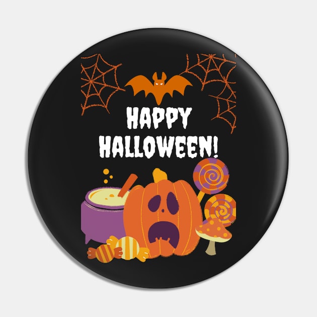 Vintage Pumpkin Scene Halloween Gift Pin by Famgift