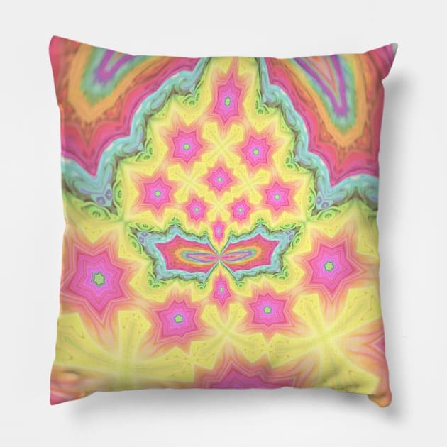 Pink Floral Tie Dye Psychedelic Pillow by Moon Art
