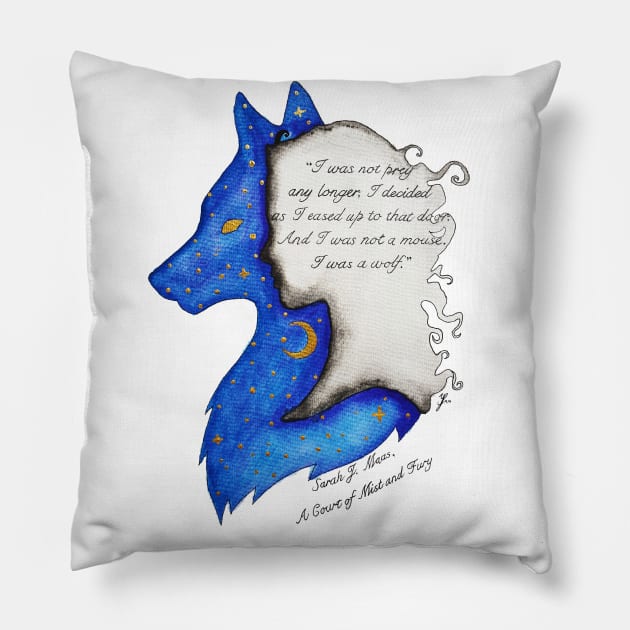 Wolf ACoMaF Quote Pillow by TG_Art