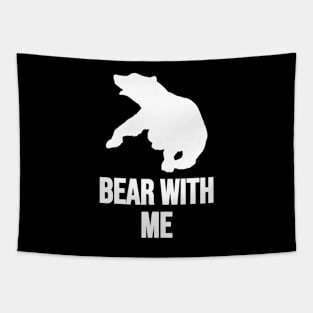 Bear With Me Fighting Bear With A Green White Forest Tree Fill Tapestry