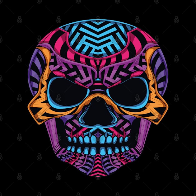 Glow Color Skull Neon Art by cartoonbug