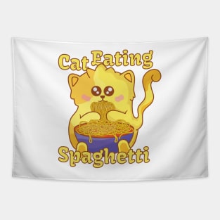 Cat Eating Spaghetti - Cat Cute Tapestry