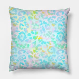 Blue Tie Dye Boho Leopard Print Pillow