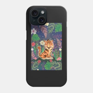 Floral Tiger cub in the Forest Phone Case