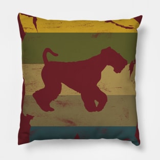 Airedale Terrier Distressed Vintage Retro Silhouette Pillow