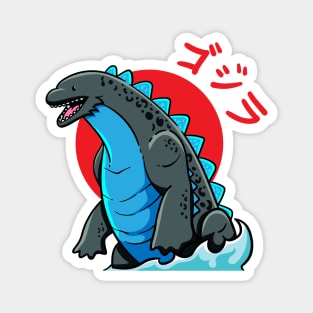 Cute Godzilla with blue flames Magnet