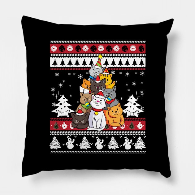 Christmas Cat Tree Pillow by Shiva121