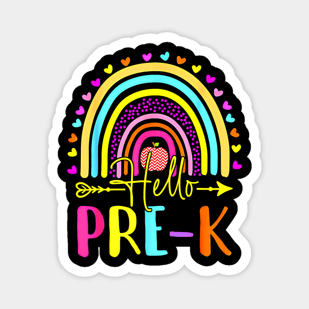 Hello Pre-K Team Pre Kindergarten Back To School Rainbow Magnet by everetto