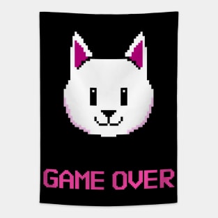 Game Over Retro 8-bit Cat Tapestry