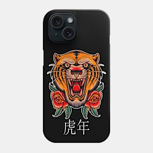 Year Of The Tiger, Chinese Zodiac, Tattoo Style Phone Case