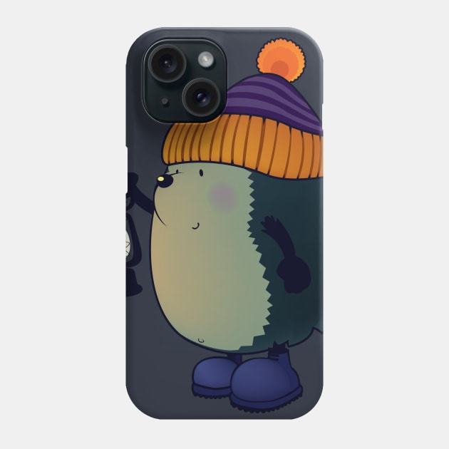 Hedgehog Jan in the winter night Phone Case by mangulica