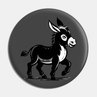 Cute Black and White Donkey Cartoon Animal Art Pin