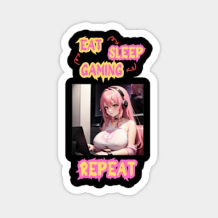 Eat Sleep Gaming Repeat Anime Girl Magnet