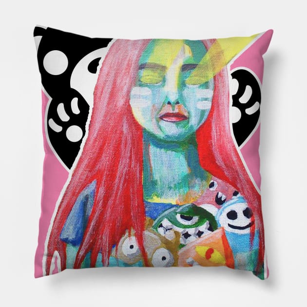 laser eyes linda painting Pillow by chachazart