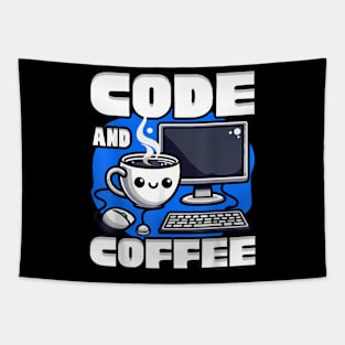 Code and Coffee Programmer Tech Geek Tapestry