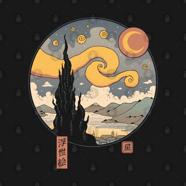 Starry Night in Edo Back Print by Vincent Trinidad Art