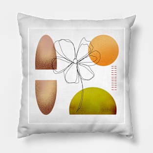 Golden flower line art line art Pillow