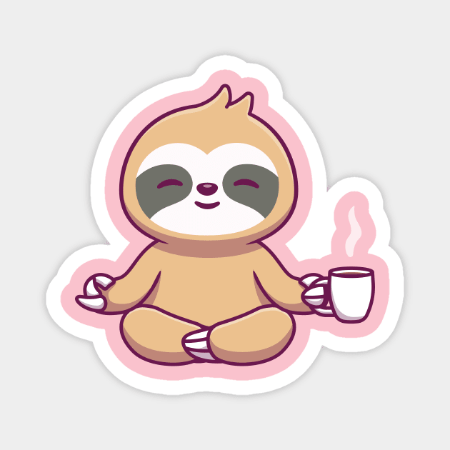 Cute Sloth Yoga Holding Coffee Magnet by Catalyst Labs