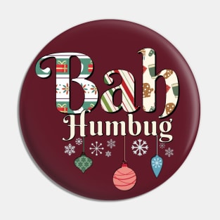 Christmas Bah Humbug with Ornaments and Snowflakes Pin