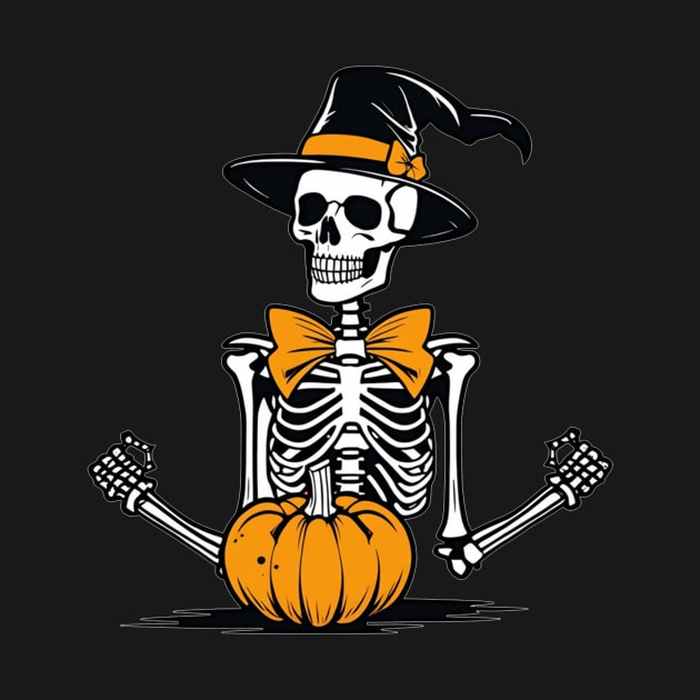 Skeleton pumpkin party Halloween design by Edgi