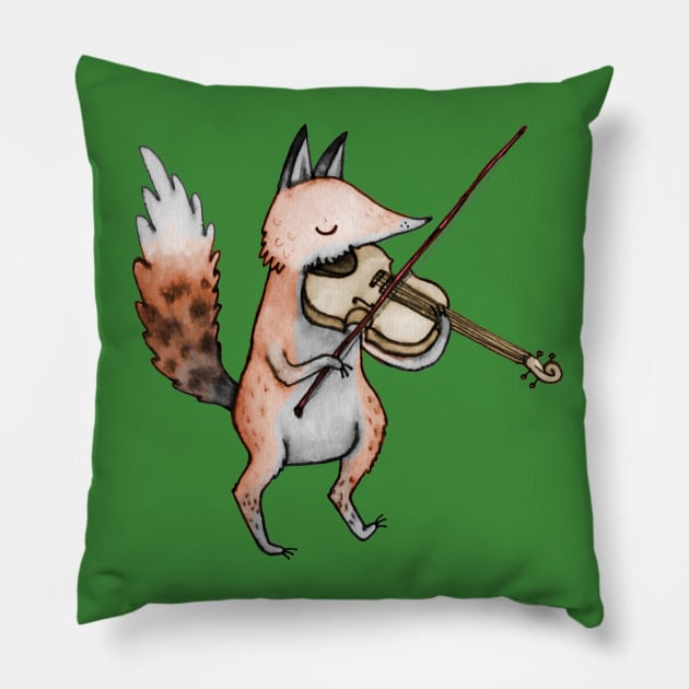 Violin Fox Pillow by Sophie Corrigan