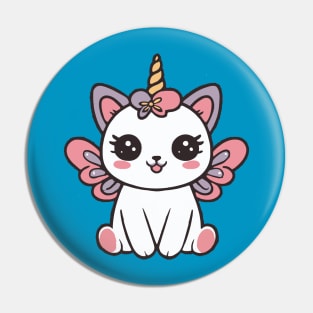 Cute Pink Fairy Cat Unicorn With Wings Pin