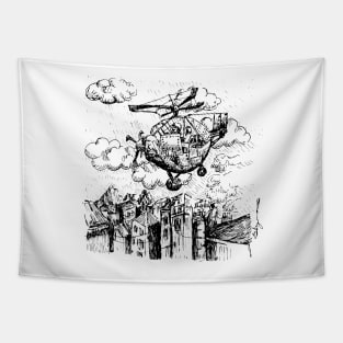 el helicopter (black and white collections) Tapestry