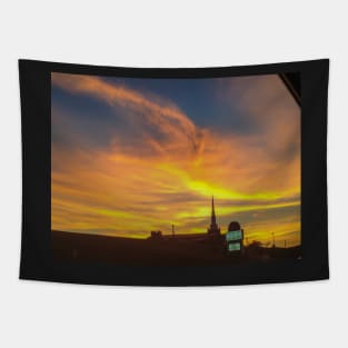 Sunset over Church Tapestry