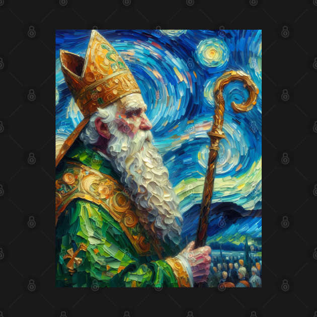 Saint Patrick at Starry Night by FUN GOGH