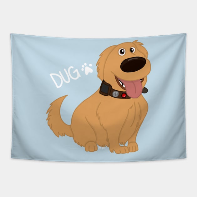 Dug the Dog WITH TEXT Tapestry by cenglishdesigns