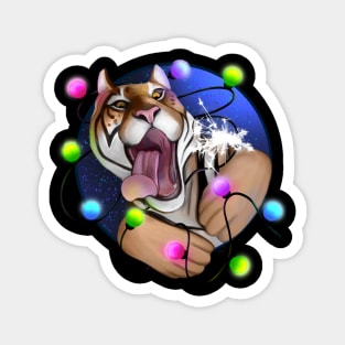 Happy holidays funny tiger with garland Magnet