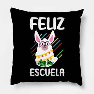 Llama Feliz 100 dias de escuela - 100 days of school Spanish Pillow